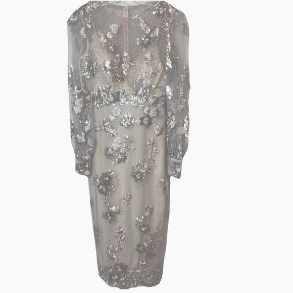 NWT Mac Duggal Mocha Long Sleeve Midi Dress Sz 6 Retail $338 - Picture 3 of 16